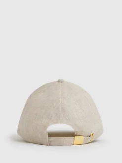 Reiss Neutral Lilly Linen Logo Baseball Cap Sale