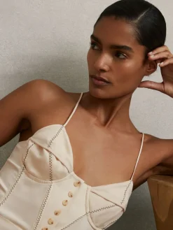 Reiss Neutral Virginia Atelier Corset Midi Dress Online