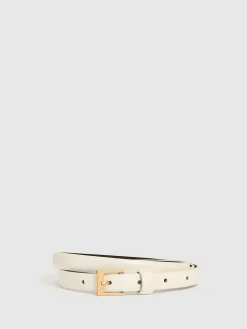 Reiss Holly Thin Leather Belt Off White Sale