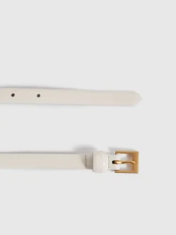 Reiss Holly Thin Leather Belt Off White Sale
