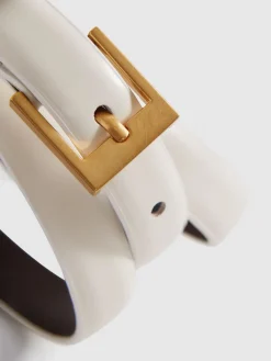 Reiss Holly Thin Leather Belt Off White Sale