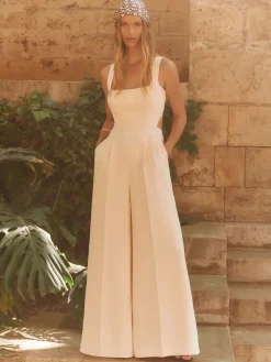 Reiss Dion Wide-Leg Cut-Out Jumpsuit Pale Pink Sale