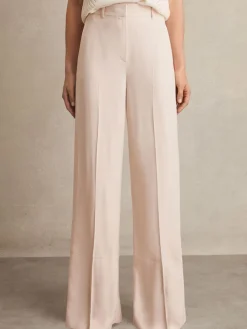 Reiss Pink Darcie Petite Wide-Leg Suit Trousers Online