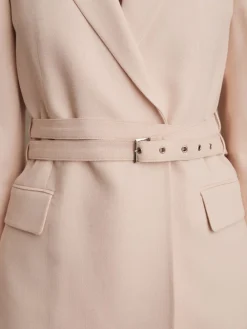 Reiss Pink Darcie Single-Breasted Belted Suit Jacket Sale