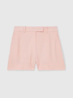 Reiss Pink Magda Mid-Rise Tailored Shorts Clearance