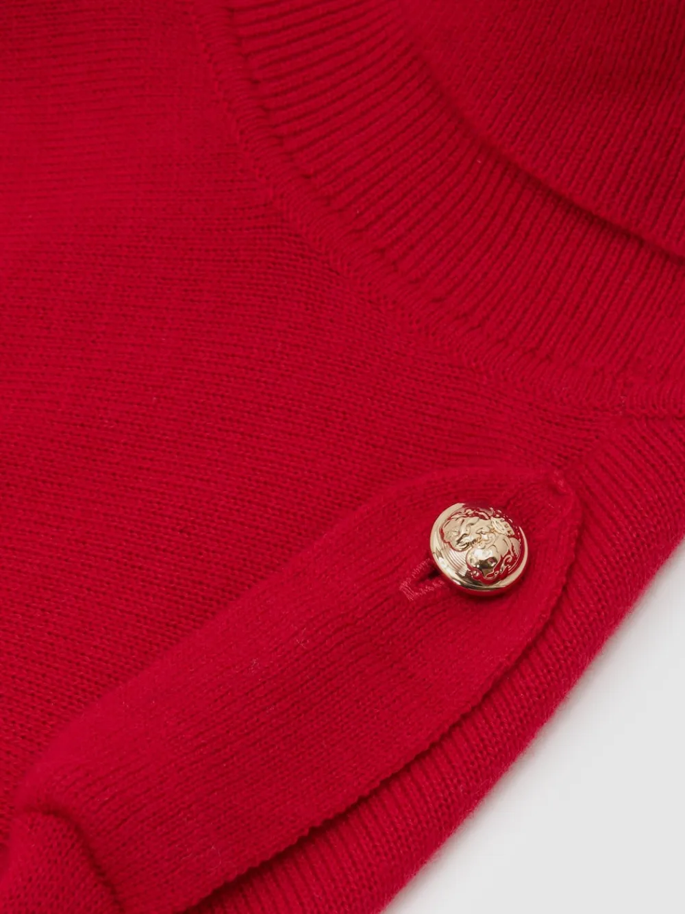 Reiss Corrine Wool Epaulette Roll-Neck Jumper Red Sale