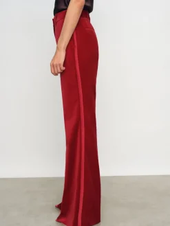 Reiss Elia Petite Velvet Tuxedo-Stripe Fla Trousers Red Best