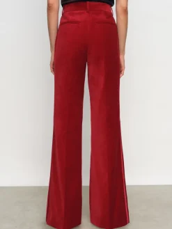 Reiss Elia Petite Velvet Tuxedo-Stripe Fla Trousers Red Best