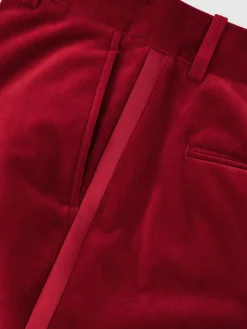 Reiss Elia Petite Velvet Tuxedo-Stripe Fla Trousers Red Best