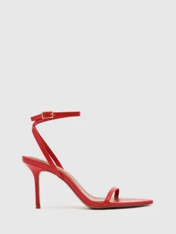 Reiss Charlotte Strappy Stiletto Sandals Red Leather New