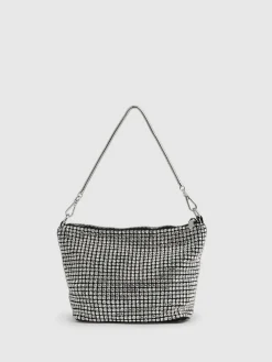 Reiss Leah Crystal Bracelet Pouch Bag Silver Clearance