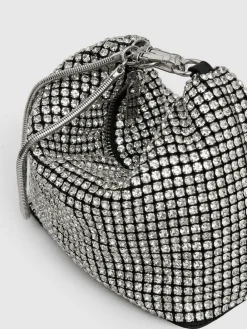 Reiss Leah Crystal Bracelet Pouch Bag Silver Clearance