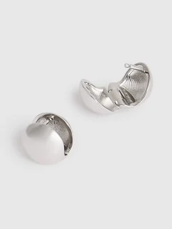 Reiss Pollie Polished Ball Huggie Earrings Silver Tone Online