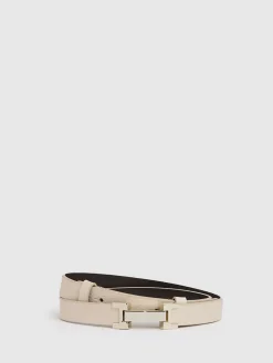 Reiss Hayley Leather Square Hinge Belt Stone Clearance