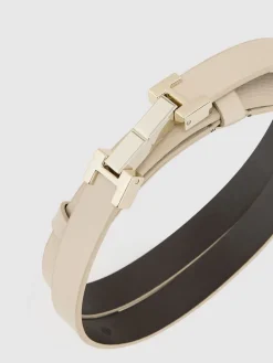 Reiss Hayley Leather Square Hinge Belt Stone Clearance