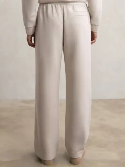 Reiss Laney Premium Interlock Wide-Leg Joggers Stone New