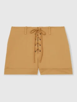 Reiss Tan Clement Cotton Lace-up Shorts Sale