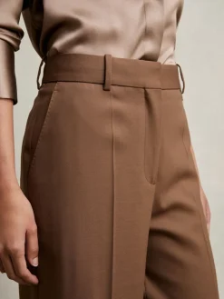 Reiss Tan Solene Wool-Blend Wide-Leg Suit Trousers Online