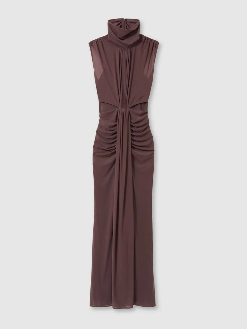 Reiss Daniella Ruched Sleeveless Maxi Dress Taupe Clearance