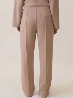 Reiss Jemma Petite Premium Interlock Wide-Leg Joggers Taupe Neutral New