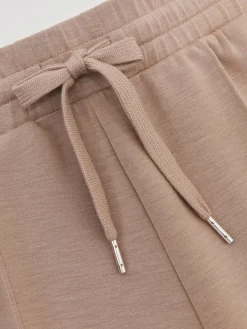 Reiss Jemma Petite Premium Interlock Wide-Leg Joggers Taupe Neutral New
