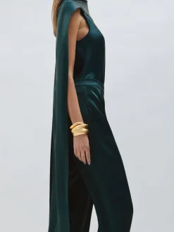 Reiss Farah Satin Cape-Sash Jumpsuit Teal Green Online