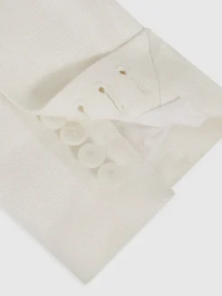 Reiss White Devon Linen-Blend Double-Breasted Suit Jacket Clearance