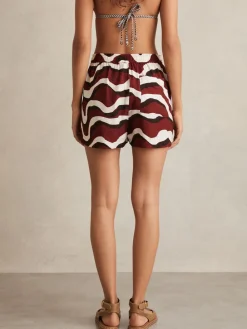 Reiss White Wave-Print Drawstring Shorts Hot