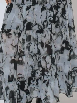 Religion Black Citrine Tiered Maxi Skirt In Dark Abstract Print Best