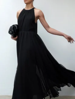 Religion Dusk Halter Neck Maxi Dress With Full Skirt Black Discount