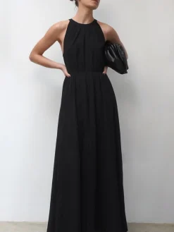 Religion Dusk Halter Neck Maxi Dress With Full Skirt Black Discount