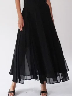 Religion Black Eligion Floaty Sheer Multi Layered Olsen Maxi Skirt Outlet