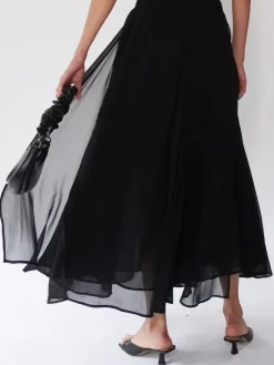 Religion Black Eligion Floaty Sheer Multi Layered Olsen Maxi Skirt Outlet