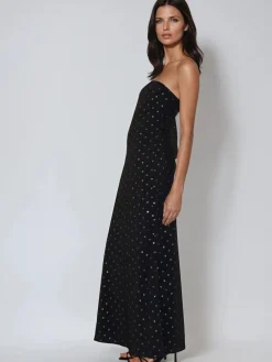 Religion Black Embellished Mila Maxi Column Dress With Sequins Outlet