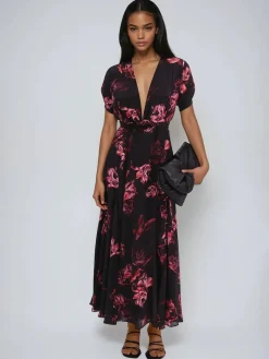 Religion Black Fade Maxi 2 Way Wrap Dress In Dark Floral Online