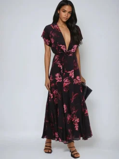 Religion Black Fade Maxi 2 Way Wrap Dress In Dark Floral Online