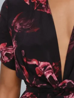 Religion Black Fade Maxi 2 Way Wrap Dress In Dark Floral Online