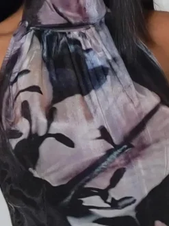 Religion Black Florence Halterneck Maxi Dress With Sash Detail In Dark Floral Hot