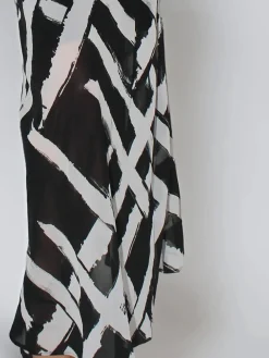 Religion Black Lily Column Bias Cut Maxi Dress In Abstract Monochrome Stripe Print Discount