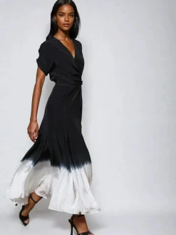 Religion Delight Wrap Dress With Full Skirt Black Tie Dye Sale