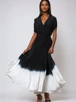 Religion Delight Wrap Dress With Full Skirt Black Tie Dye Sale