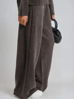 Religion Luscious Knitted Quiet Luxury Joggers with Skull & Crossbone Jacquard Brown Best