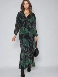 Religion Green Lily Column Bias Cut Maxi Dress In Floral Print Discount