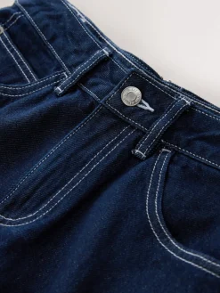 Next Boyfriend Hourglass Wide Leg Mid Rise Turn Up Jeans Rinse Blue Clearance