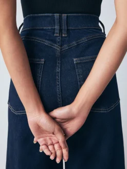 Next High Rise FlexiFit Stretch Pull On Wide Leg Jeans Rinse Blue New