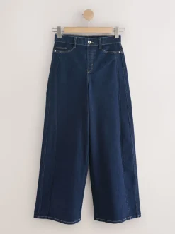 Next High Rise FlexiFit Stretch Pull On Wide Leg Jeans Rinse Blue New