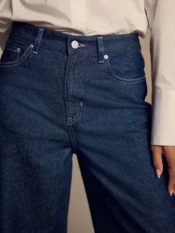 Next High Rise Palazzo Wide Leg Jeans Rinse Blue Hot