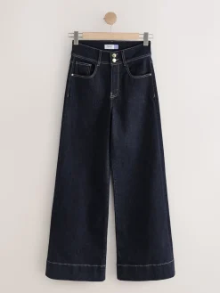 Next High Rise Stretch Wide Leg Jeans Rinse Blue Outlet