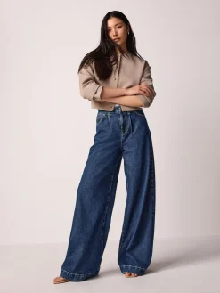 Next Palazzo Wide Leg Jeans Rinse Blue Discount