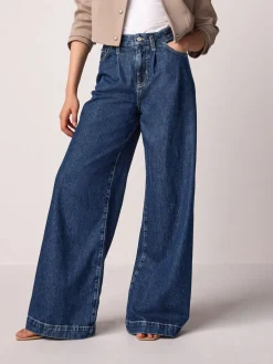 Next Palazzo Wide Leg Jeans Rinse Blue Discount